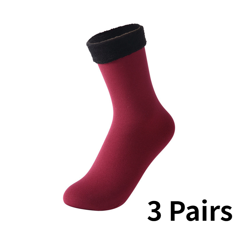3 Paare/los Einfarbig Winter Warme Männer Frauen Socken Pack Set Verdicken Thermische Weiche Plus Samt Socken Casual Hause Boden Schnee socke – Detail 6