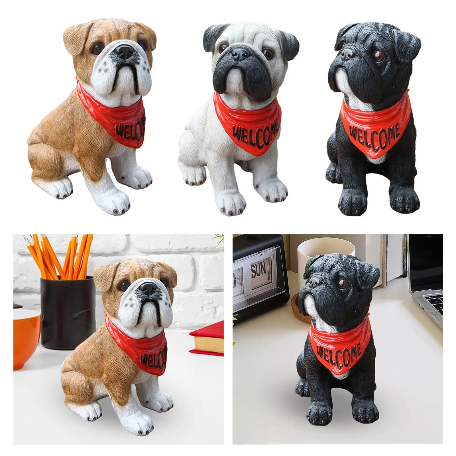 Dog Figurines Dog Ornament Resin Crafts Creative Dog Statue Dog Sculpture for Living Room Cabinets Home Office Cabinets Shelf