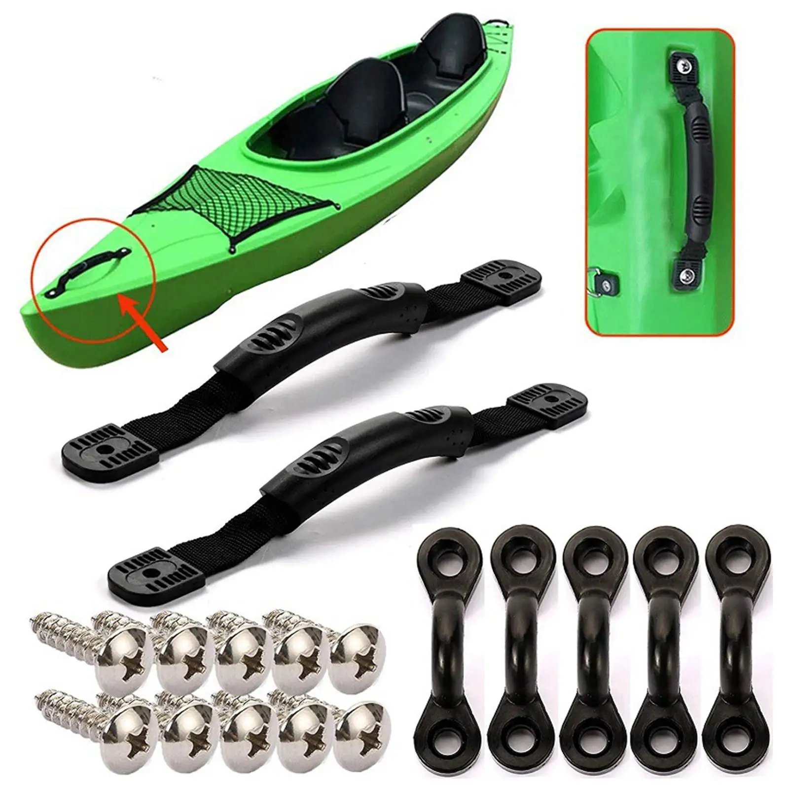 Kayak Canoe Carry Handles Kayak Side Mount with Pad Eyes with Screws Replacement Canoes Boats Kayak Accessories Kayaks