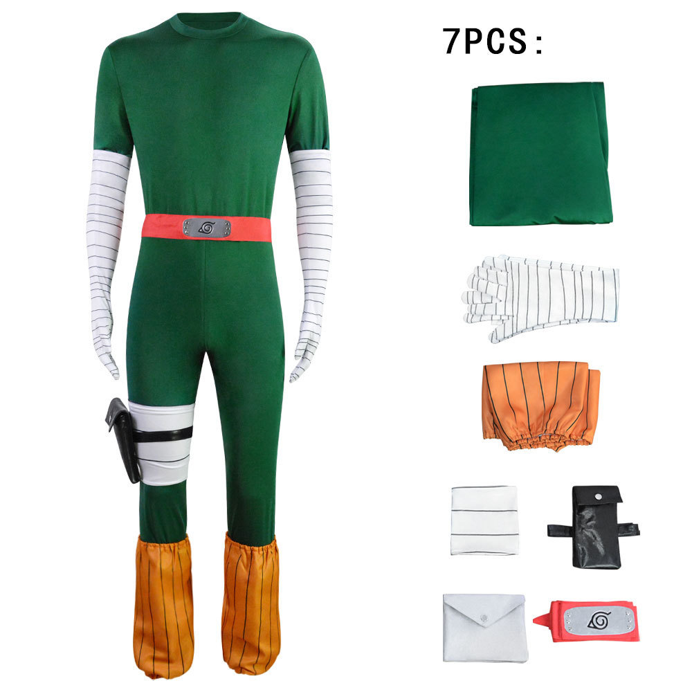 Anime Rock Lee Cosplay Costume Jumpsuit Outfit Full Set