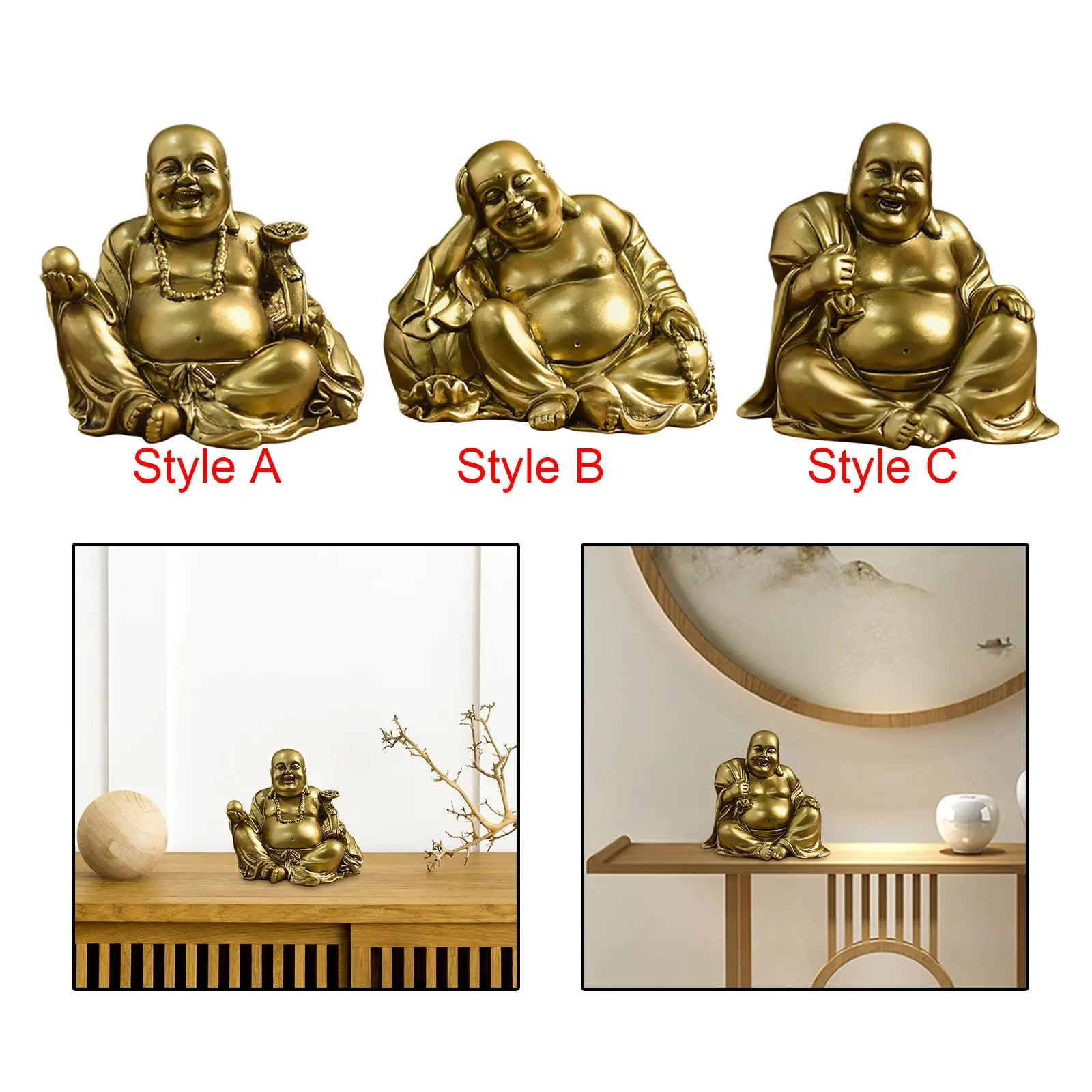 Maitreya Buddha Statue Craft Car Interior Table Buddhist Sculpture for Birthday Gift Bookshelf Fireplace Restaurant Dining Room