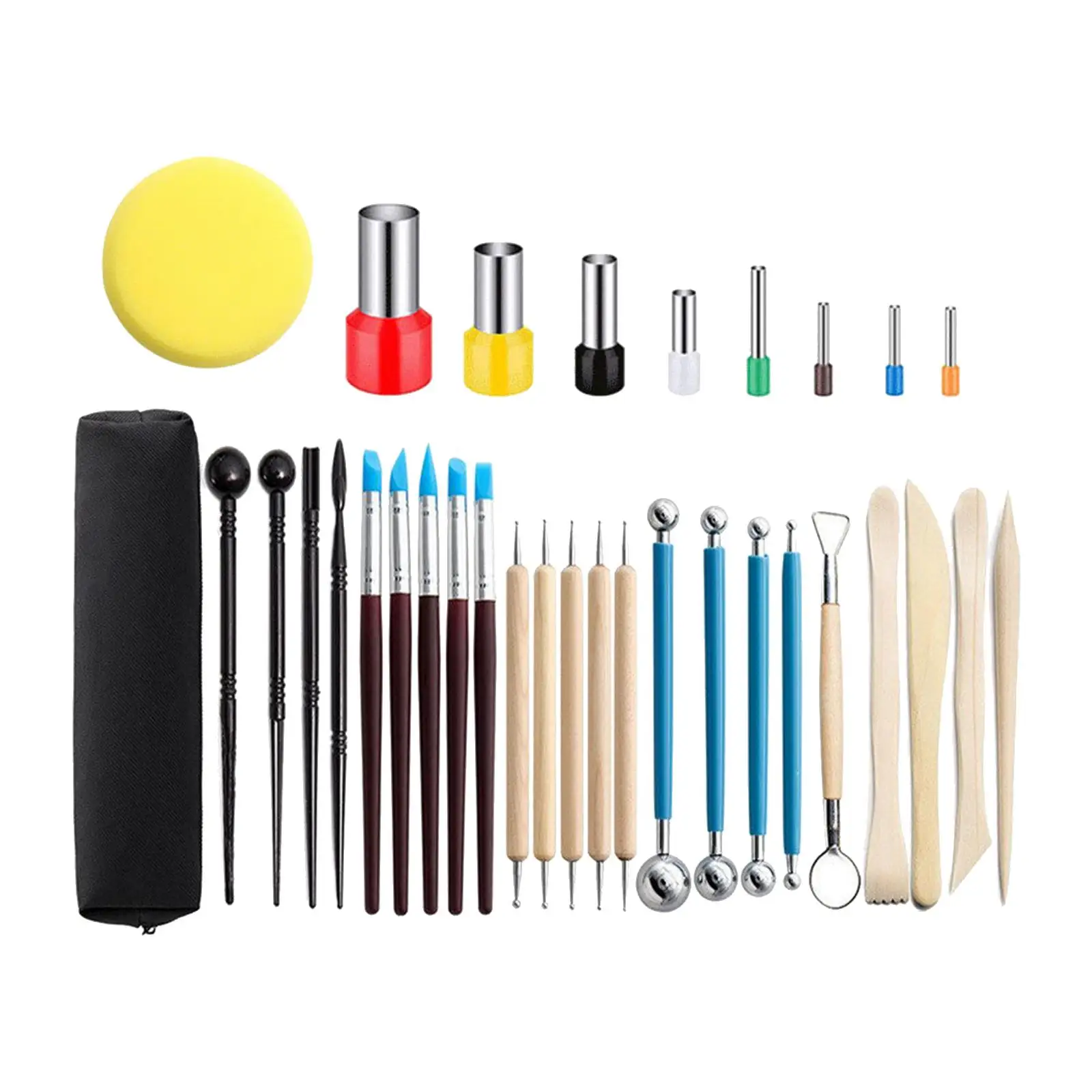 33Pcs Polymer Clay Tools DIY Shaping Cutting Embossing Pattern Drawing Clay Sculpting Tools for Adults Kids, with Carrying Case