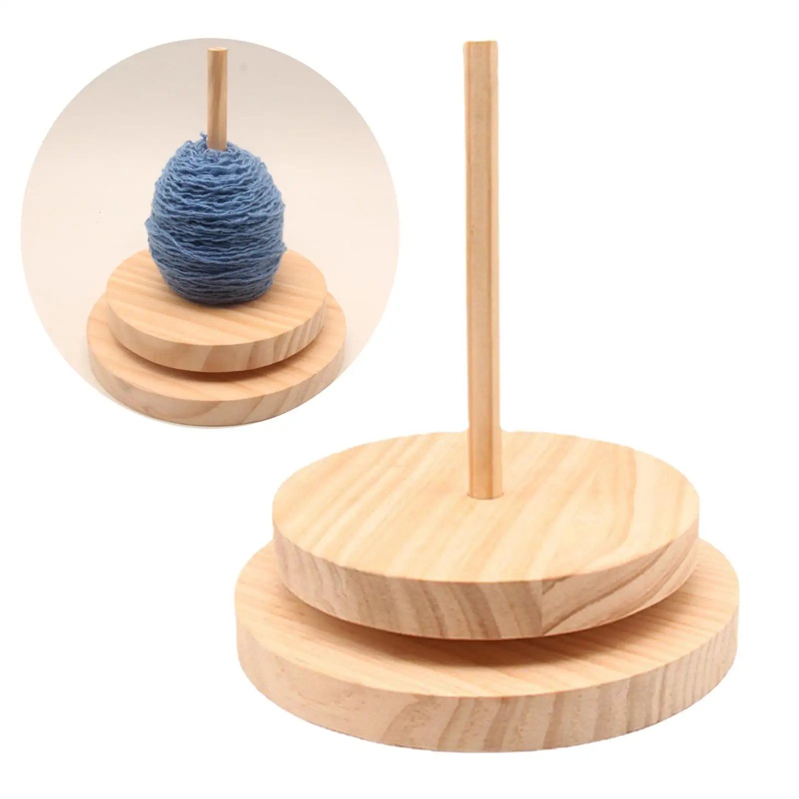 Wooden Yarn Ball Holder Thread Spool Crocheting Sewing Knitting Tools Stand Rope Storage Winder Rotation Spinning