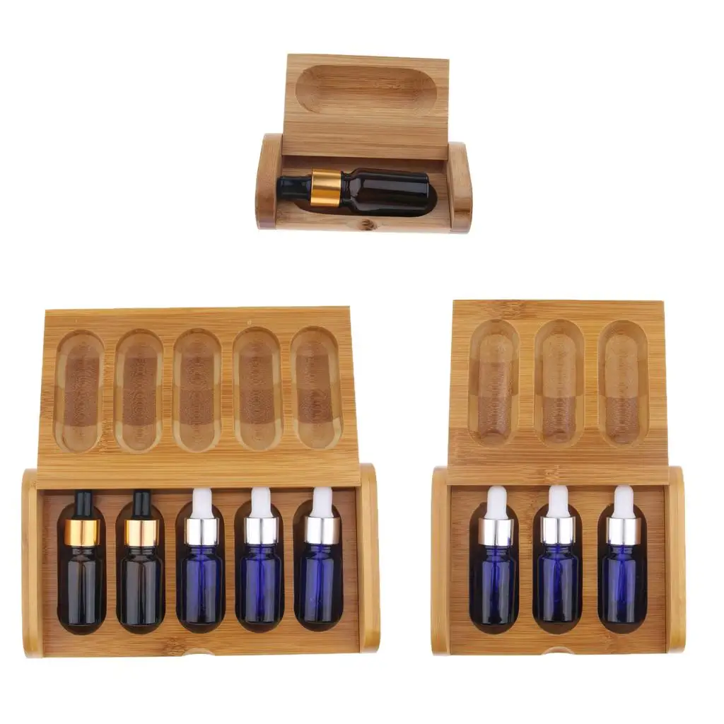 Fragrance Essential Oil Perfume Wooden Box Case Storage Display Holder