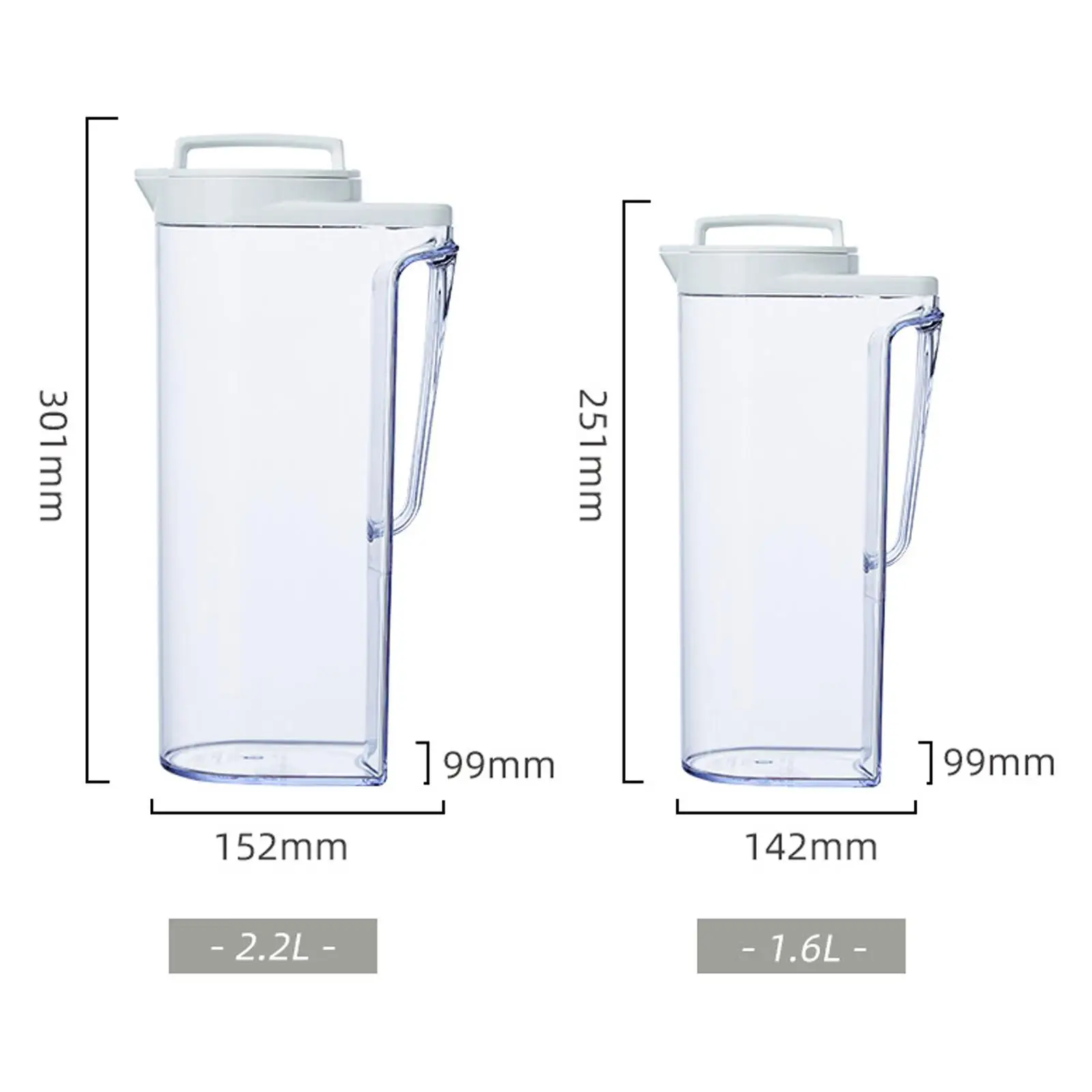 Water Pitcher with Double Handles, Household Teapot, Juice Beverage Dispenser with Lid and Spout, Iced Tea Pitcher Jug