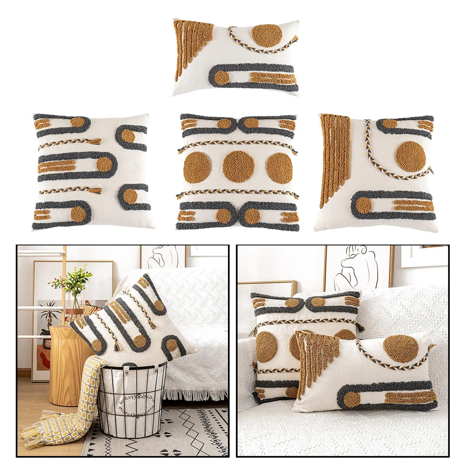 Mandala Bohemian Throw Pillow Covers Decorative Pillowcases Zippered Style Cushion Cover for Sofa Couch Farmhouse Home Decor