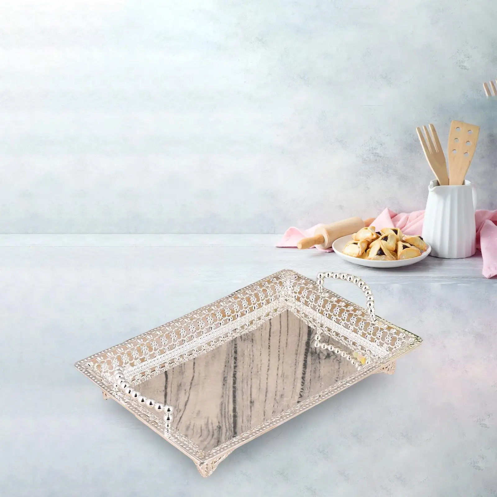 European Style Serving Tray Dinner Plate Dessert Cake Serving Tray for Wedding Table Decor Tea Party Countertop