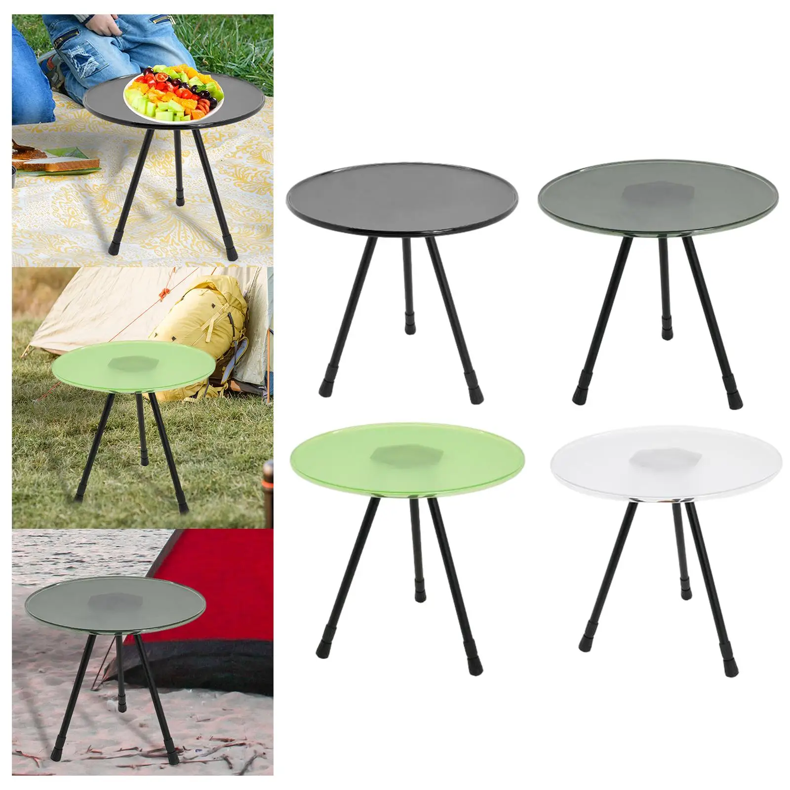 Three Legged Round Table Folding Adjustable Outdoor Stable Stable Lightweight Durable Retractable for Picnic Party Beach Fishing