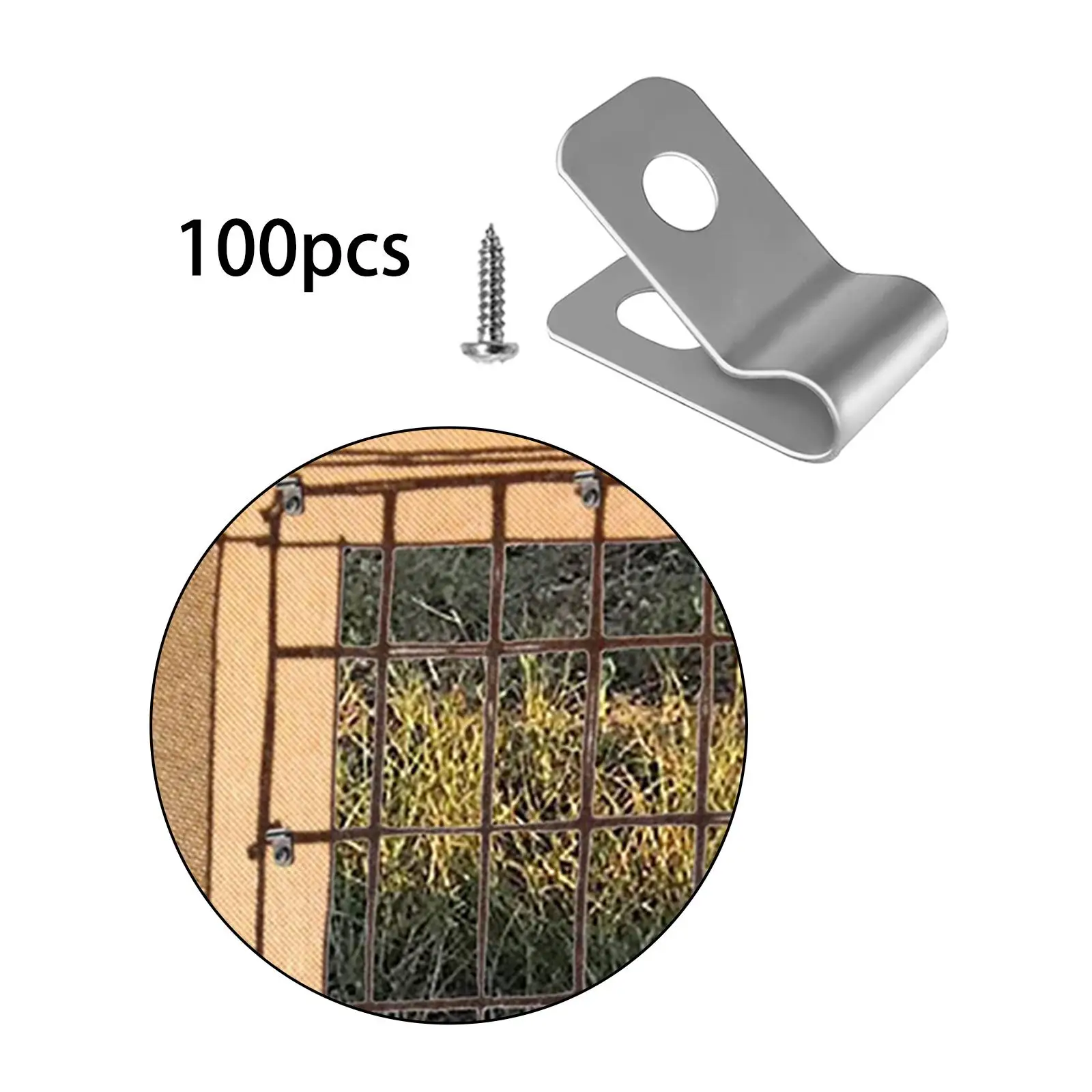 100Pcs Wire Fence Clips with Tightening Screws Fencing Mounting Clips for Vinyl, Metal, Wood Fence Lightweight Multifunctional