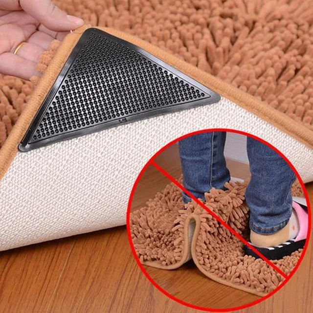 4pcs Waterproof Carpet Non-Slip Stickers Self-Adhesive Triangular Reusable Anti  Slip Rug Carpet Mat Grippers Stickers - AliExpress