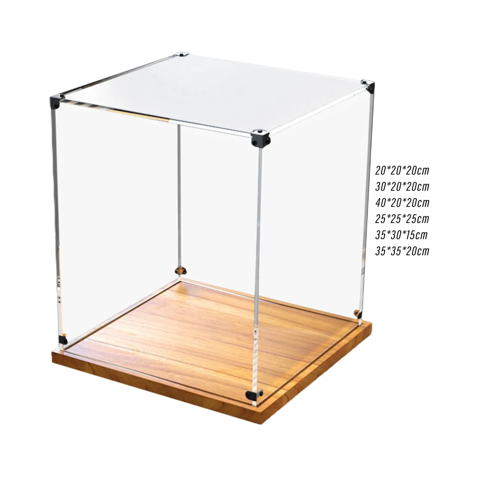 Transparent Display Box Decoration with Wooden Base Multipurpose Durable Stable Practical Showcase for Model Miniature Figurines