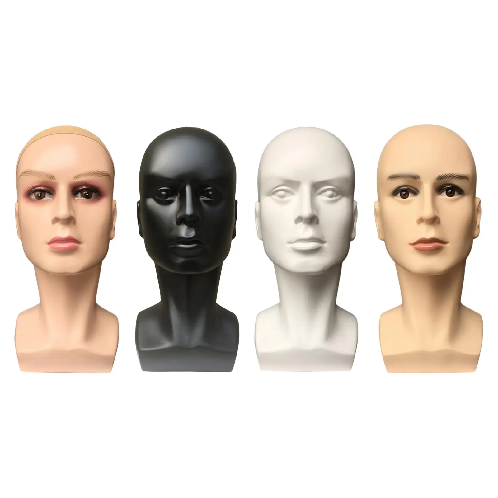 Male Bald Mannequin Head Manikin Wig Head Stand for Hats Wigs Making Styling