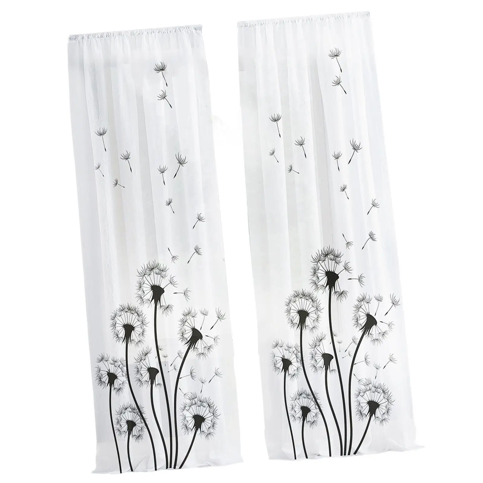 2x Window Tulle Curtains Filtering Window Curtains Decoration Rod Pocket Curtain for Home Window Sliding Glass Door Kitchen