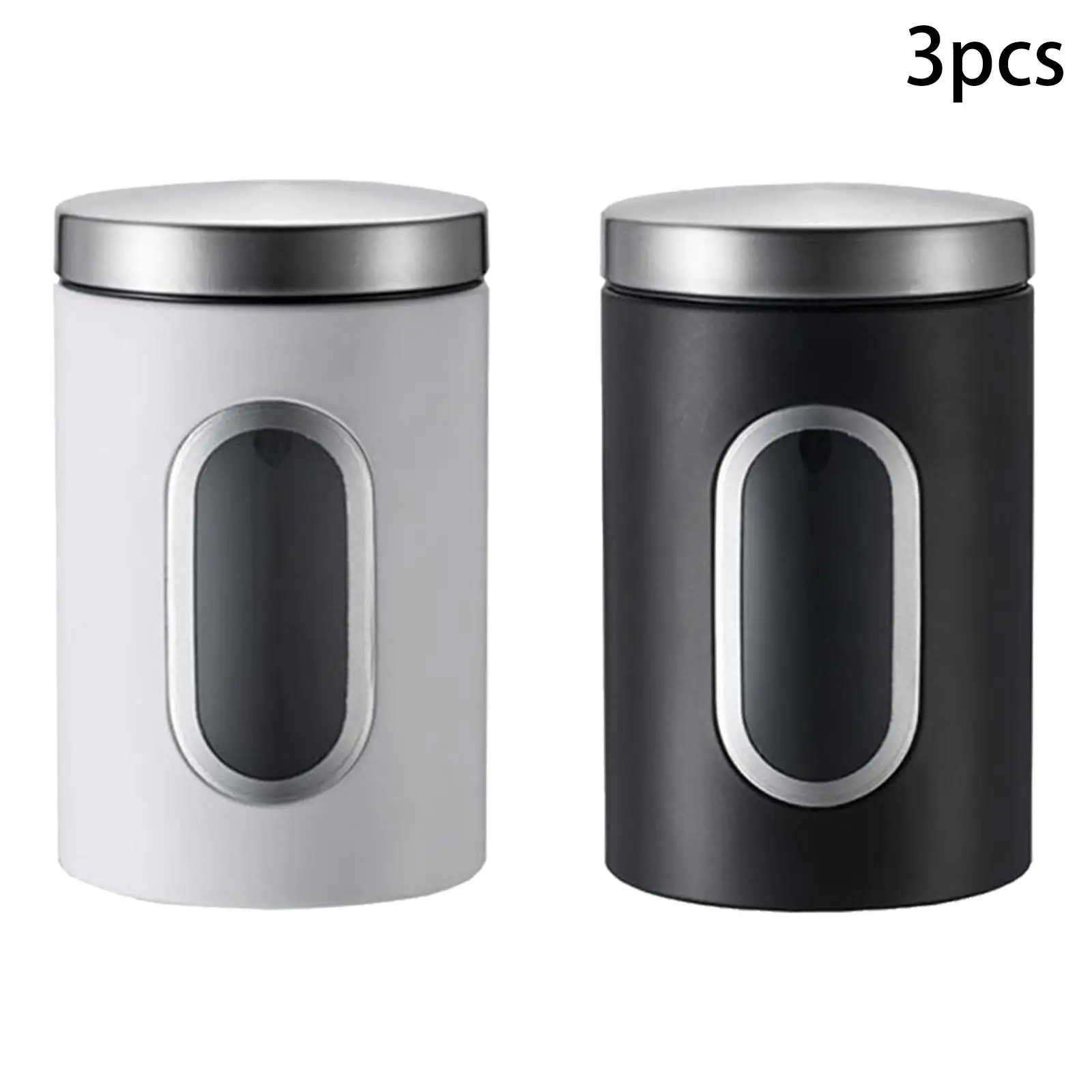 3x Stainless Steel Kitchen Storage Canister Set Airtight Container Organization with Lid Candy Sealed Cans Food Storage Jars