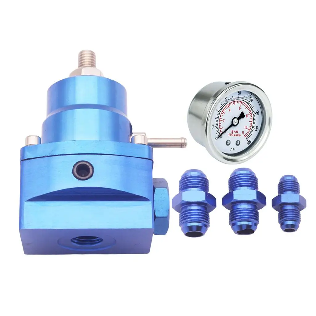 Fuel Pressure Regulator with Gauge AN8 Feed & AN6 , 1/8`` NPT Gauge Port  for Turbo or Supercharged Engines