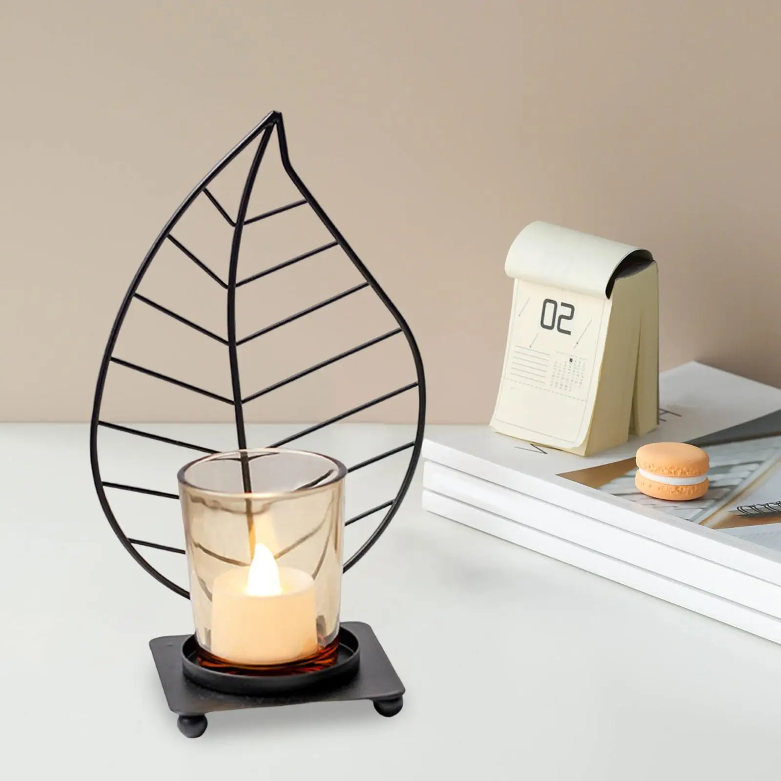 Multifunctional Metal Leaves Candlestick Table Centerpiece Pillar Candles Tealight Candleholder for Mantel Decor Dining Room
