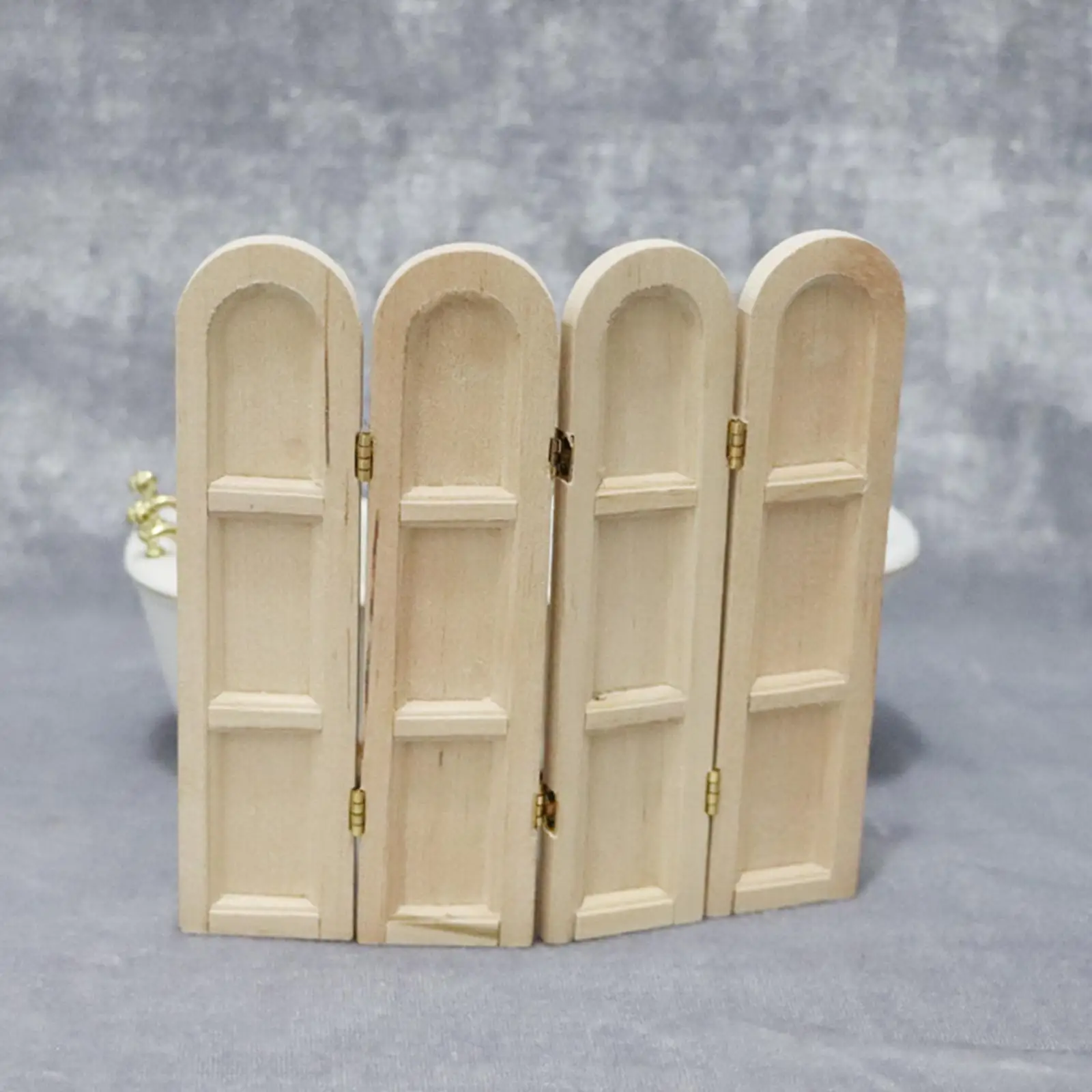 1:12 Dollhouse Folding Screen Wood Retro Photo Props Dollhouse Furniture for Living Room Bedroom Office Kids Play Toy Life Scene