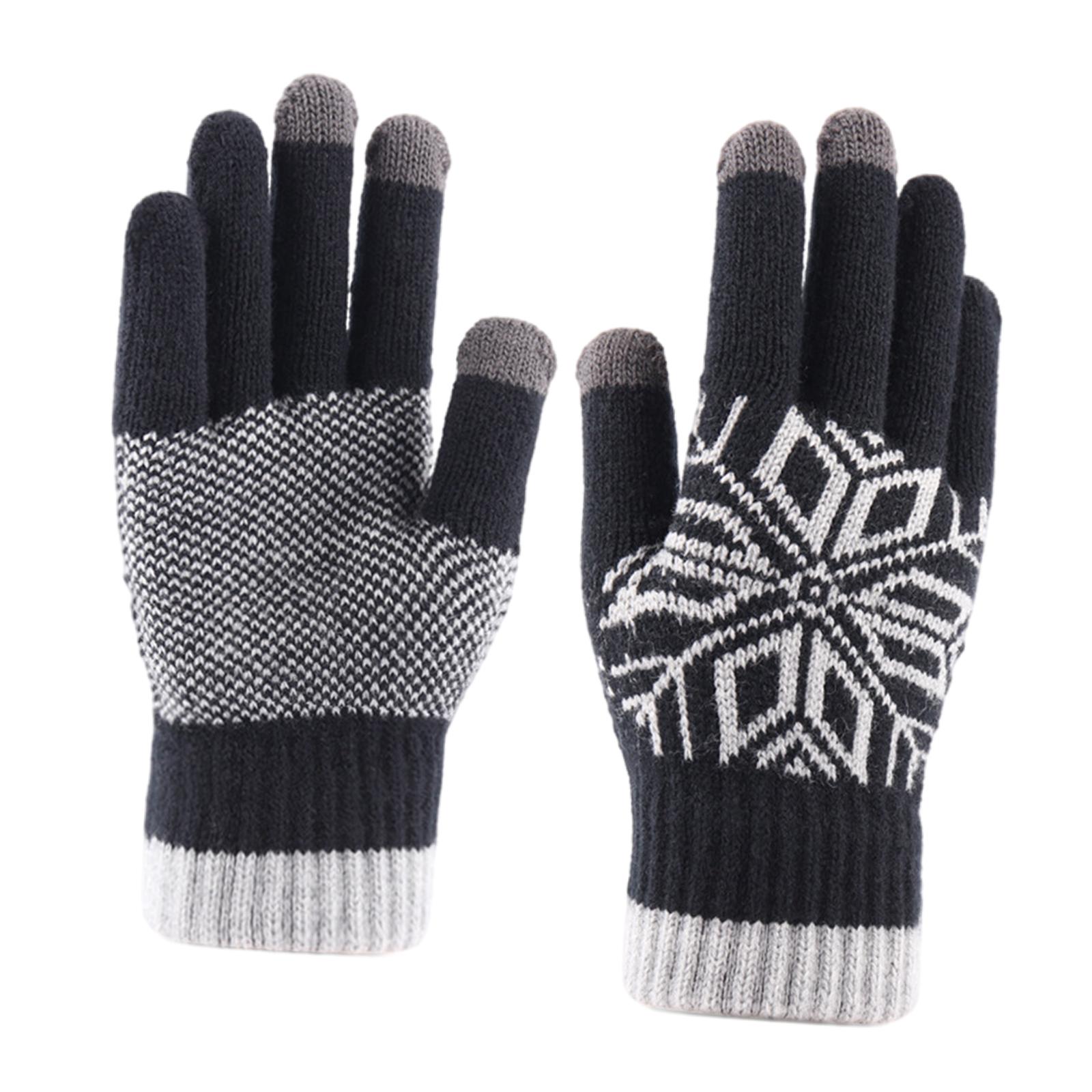 Men Winter Warm Gloves Mitten Touch Screen Cashmere Soft for Outdoor Sports