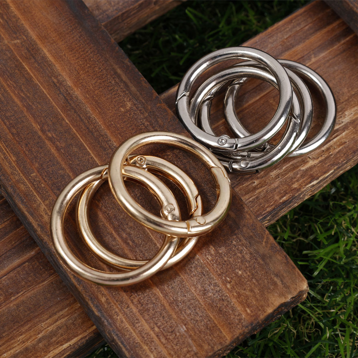 5 Stück Metall-O-Ring-Federverschlüsse für DIY-Schmuck, zu öffnende runde Karabiner-Schlüsselanhänger-Taschenklammern – Detail 5