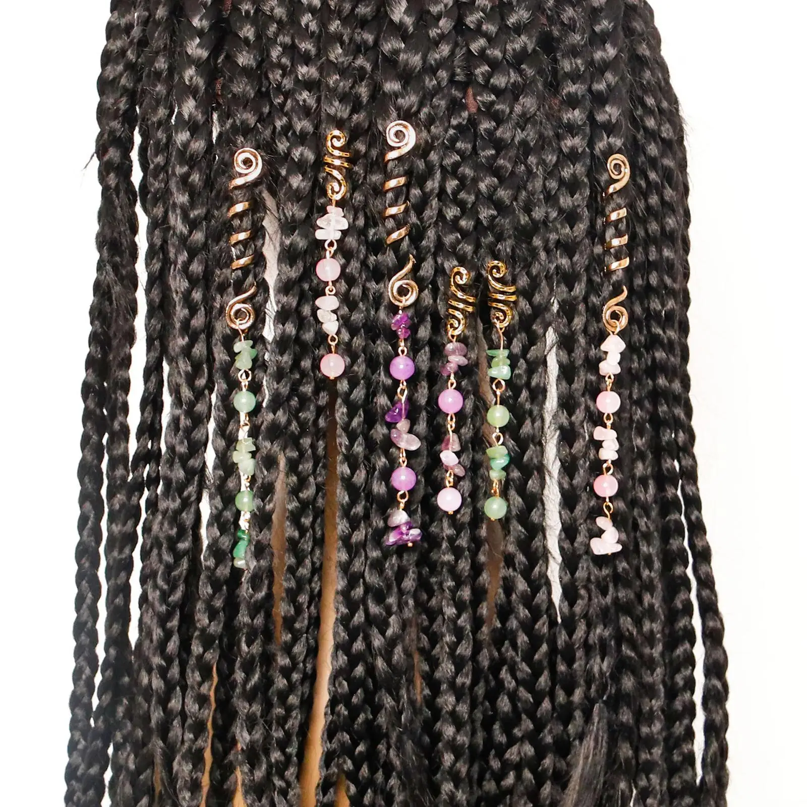 6x Hair Jewelry Hair Clips Pendants DIY Braiding Dreadlocks Hair Pendants Hair Cuffs Charms for Women Girls