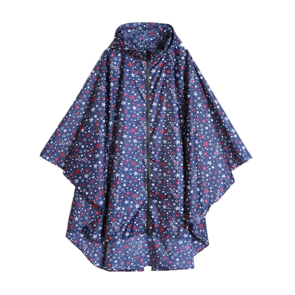 Women Unisex Outdoor Raincoat Packable Hooded Poncho Hiking Zip Rain Jacket