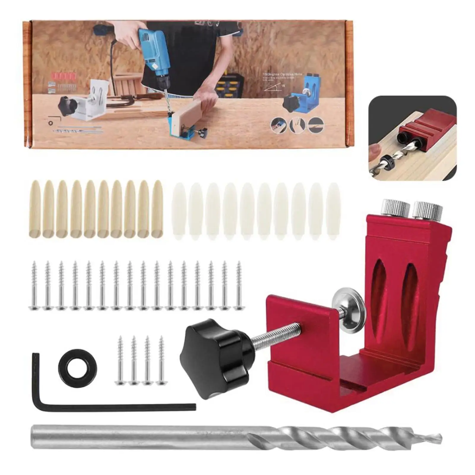 15 Degree Pocket Hole Jig Kit   Drill Tool Woodworking Locator