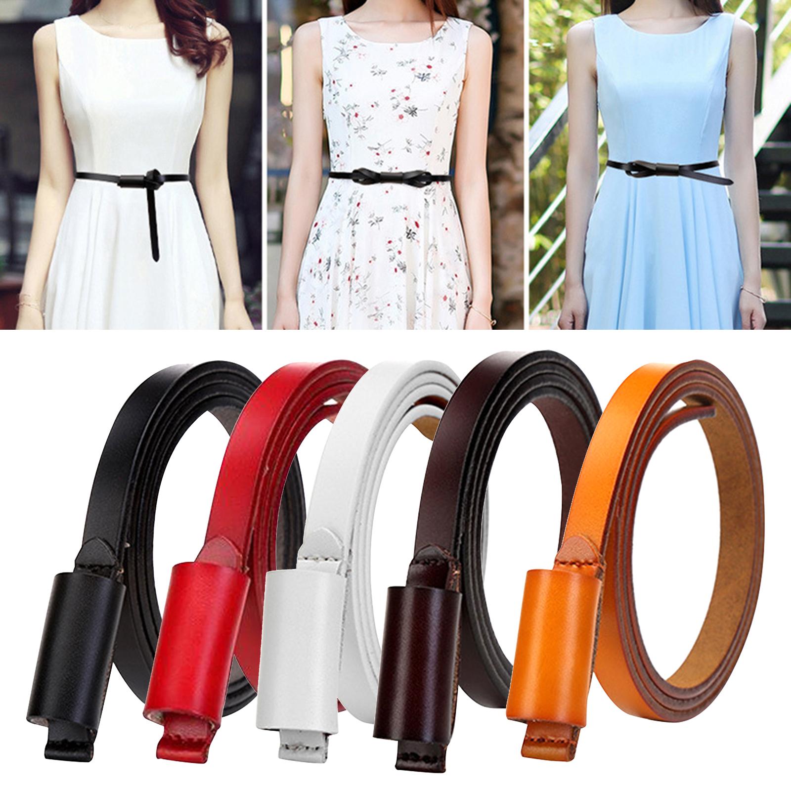 Women Knot Belt Thin Waistband PU Leather Skinny Bridal Belt Accessories Thin Waist Band for Ladies Pants Jeans Sweaters Girls