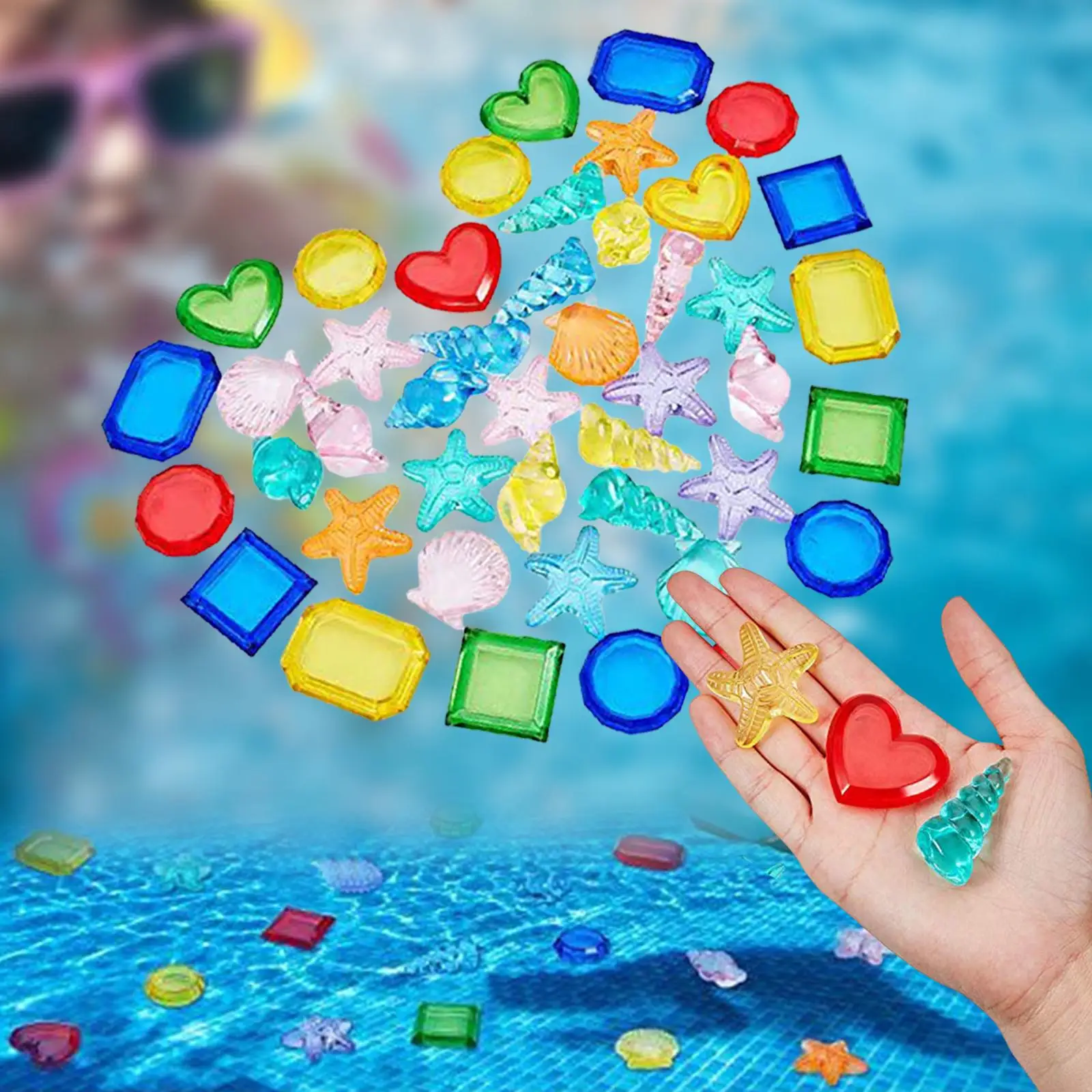 Multipurpose Dive Throw Toy Set Acrylic Motor Skill Game Gifts Decoration for Swimming Pool Learning Activities Preschool Beach