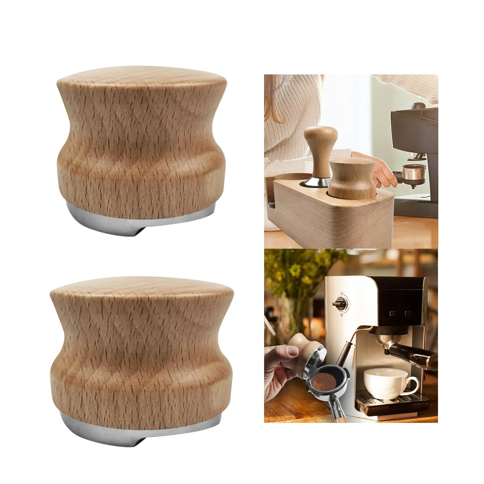 Coffee Distributor Tamper Compact Coffeeware Wood Handle Coffee Leveler Espresso Distributor for Bar Home Use Cafe Kitchen
