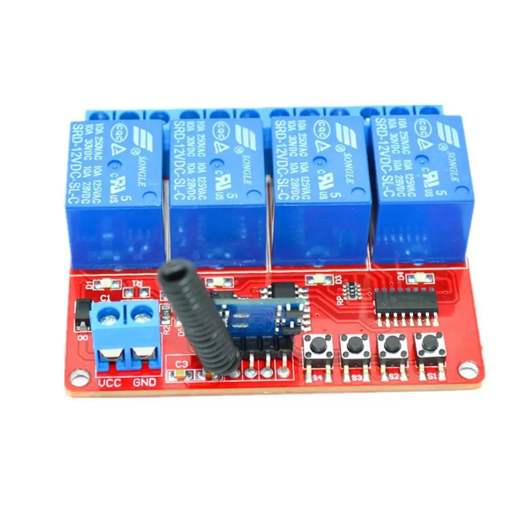 12V 4CH Relay Wireless Copy-Type Remote Control Lamp LED Switch Transceiver