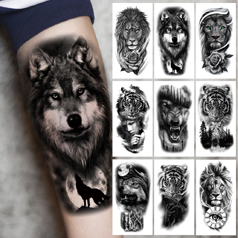 Best of Upper Arm Sleeve Tattoo Crown Lion Tiger Wolf Head Waterproof Temporary Tattoo Stickers Body Art Fake Tattoo For Women Men Reviews & Tips