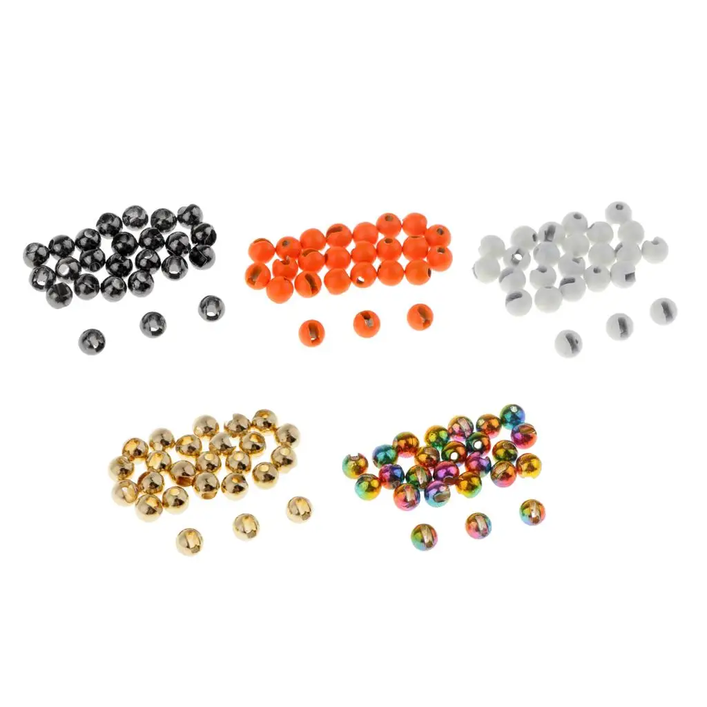 25pcs 5 Colors 4.6mm Nice-Designed Slotted Tungsten Beads Fly Tying Materials  Eyes