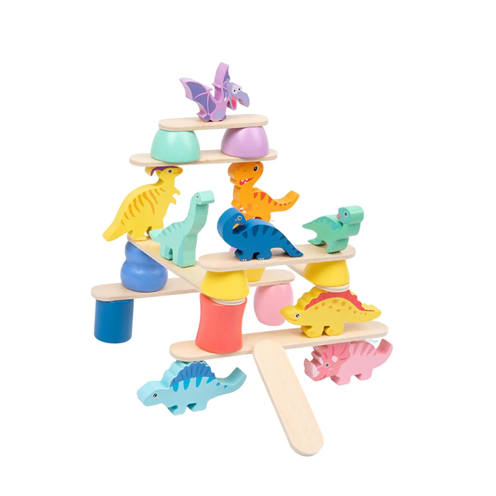Montessori Toys Stacking Building Blocks Wooden Dinosaur Stacking Balancing Block Puzzle Game Stackable Dinosaur Toys