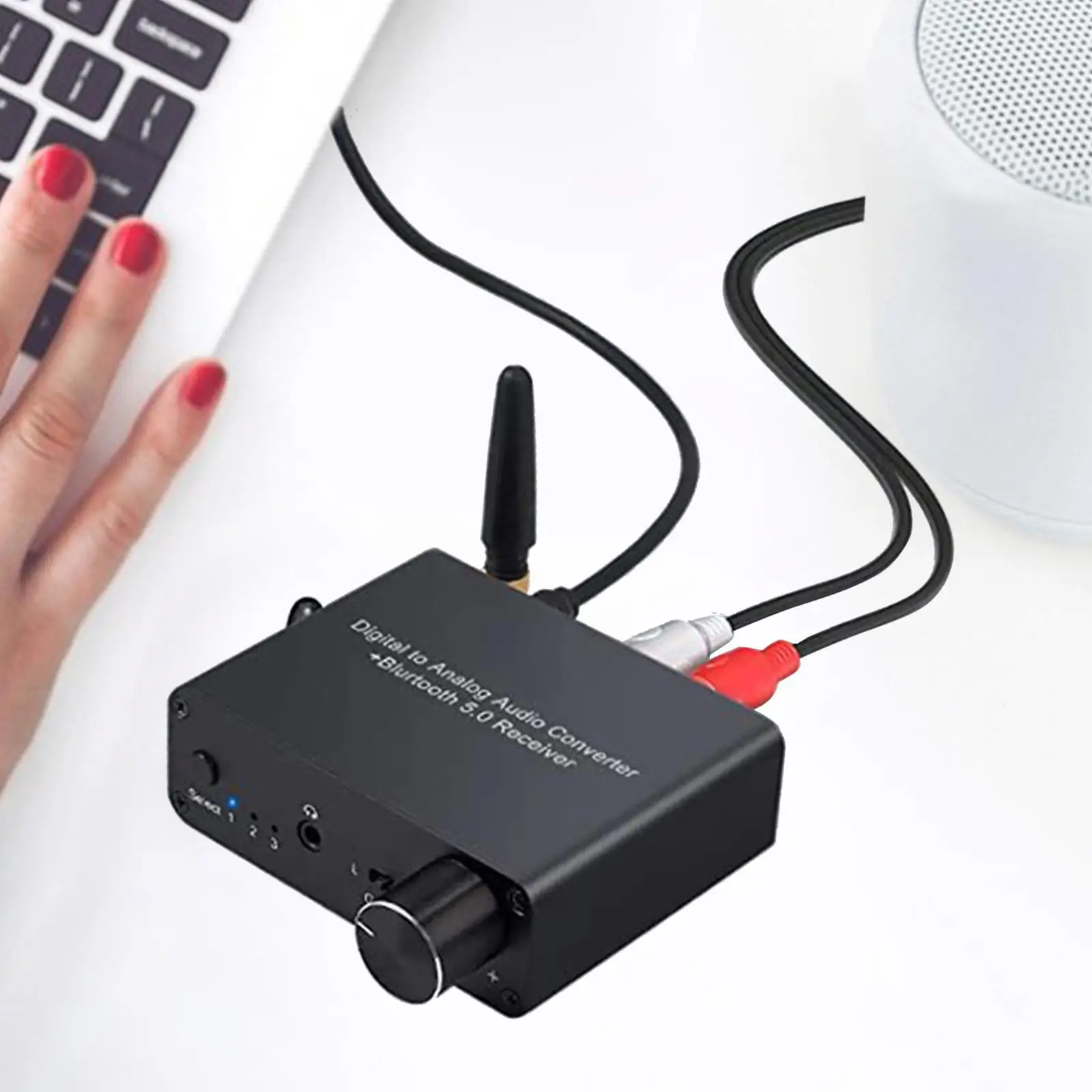 Digital to Analog Audio Converter Bluetooth 5.0 Receiver Low Latency with Volume Control DAC Converter Digital to Analog for TV