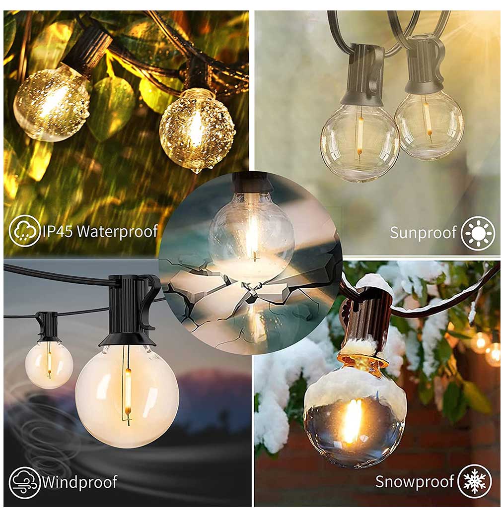 100/50/25ft USB LED Lights 5V 1W G40 Plastic Bulb Outdoor Waterproof Tent Fairy Patio Festoon String Light Wedding Decor