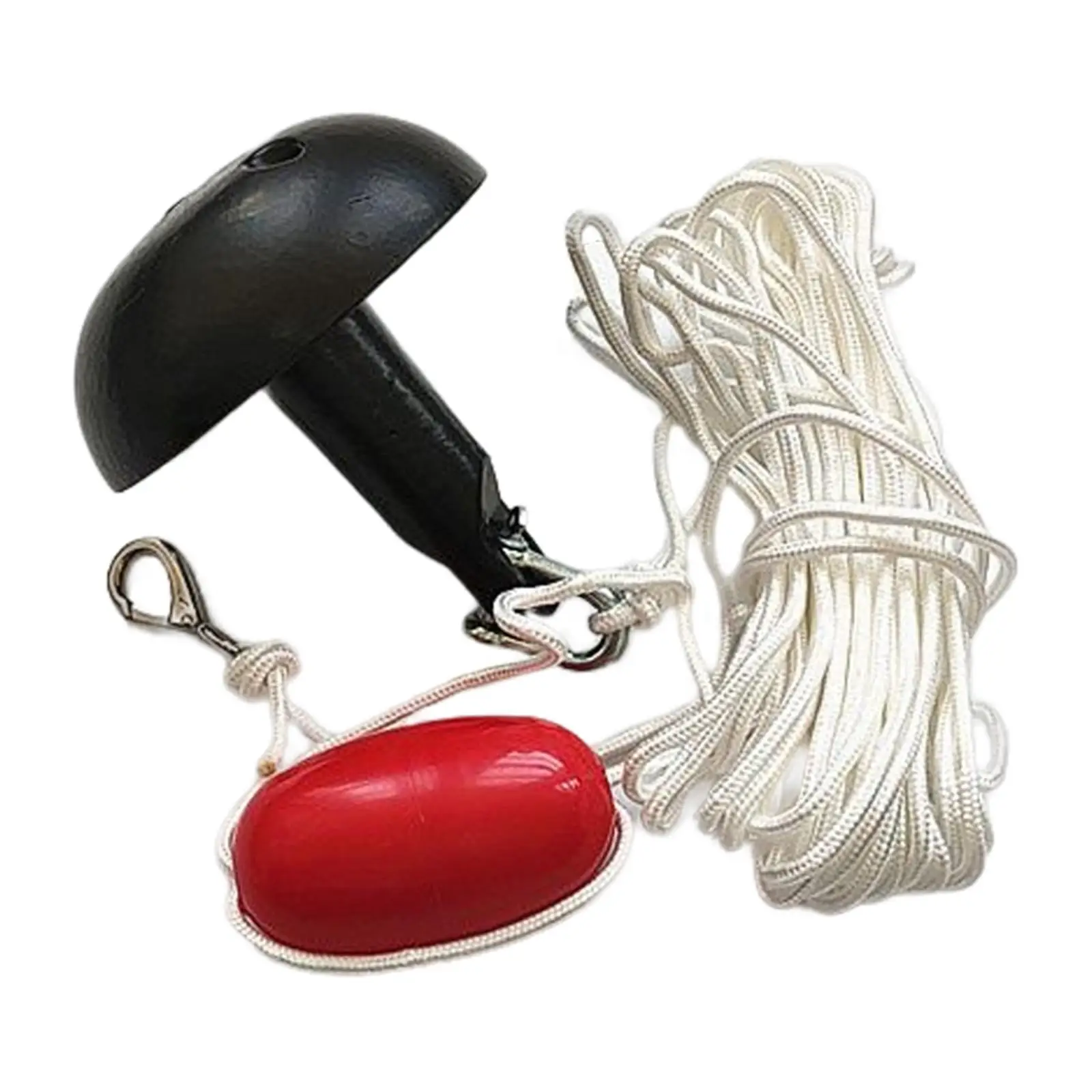 Complete Mushroom Anchor Kit 5 lb with Marker Buoy Black Fit for Canoe Boat