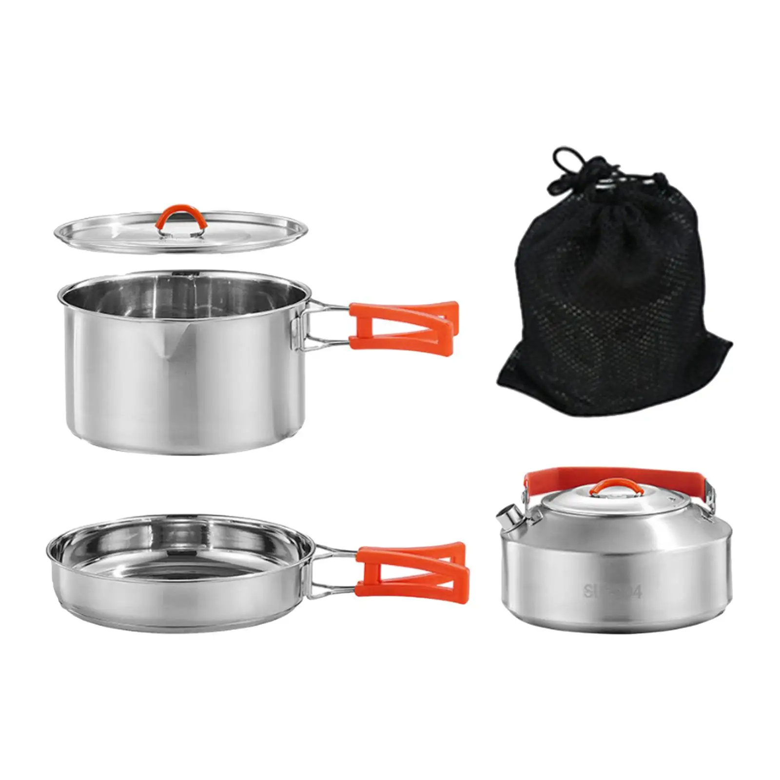 Camping Cookware Stainless Steel Camping Cooking Set Camping Pot and Pan Set for