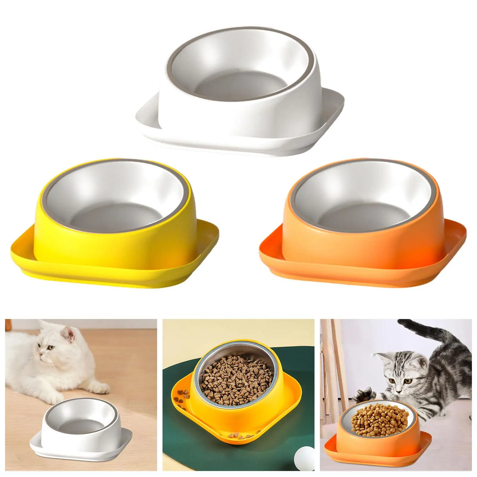 Stainless Steel Pet Bowl Food Container Cat Bowl Elevated Cat Food Bowl for Puppy Kitten Cats Small Dog Pets Supplies