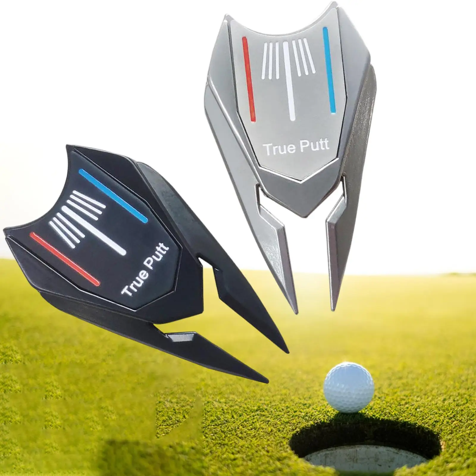 Golf Fork Golf Ball Marker Alignment Tool Golf Equipment Multi-functional Putt Parter Help for