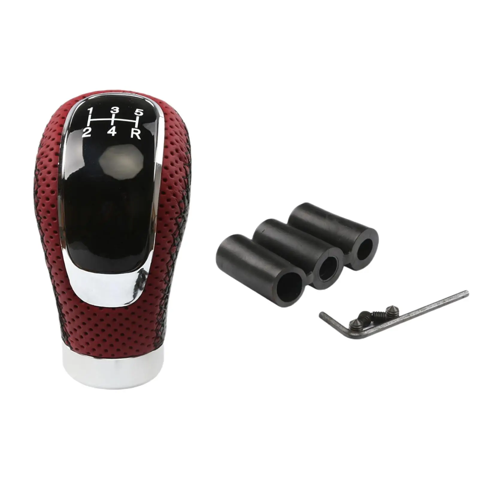 5 Speed Manual Gear  Knob Aluminum Alloy Leather Fit for Vehicles Cars