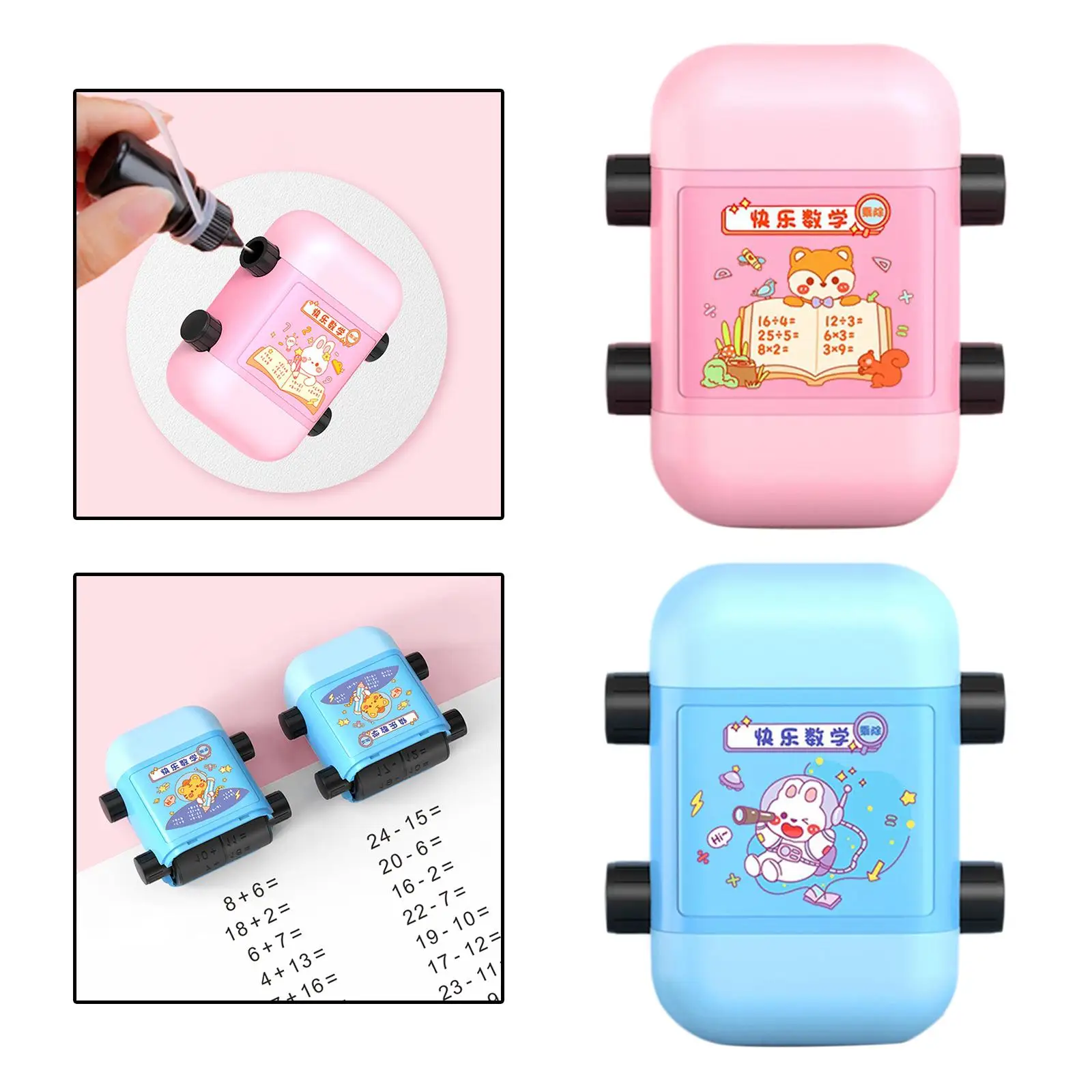 Compact Addition and Subtraction Math Stamp Roller Arithmetic Tool 1-100 Number Learning Educational Toy for Parents Children