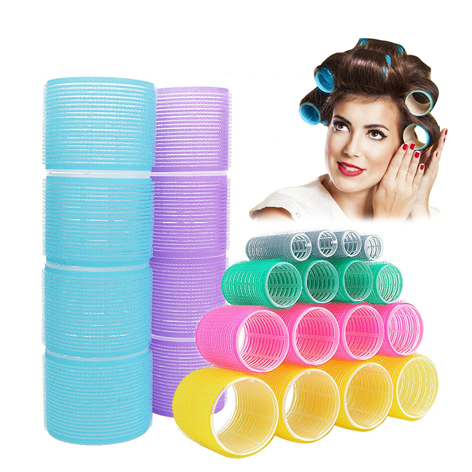 Best of Jumbo Hair Rollers Set 6Pcs Self Grip Magic Hair Curlers Different Size No Heat Self-adhesive Curling Hairdressing Styling Tool Reviews & Tips