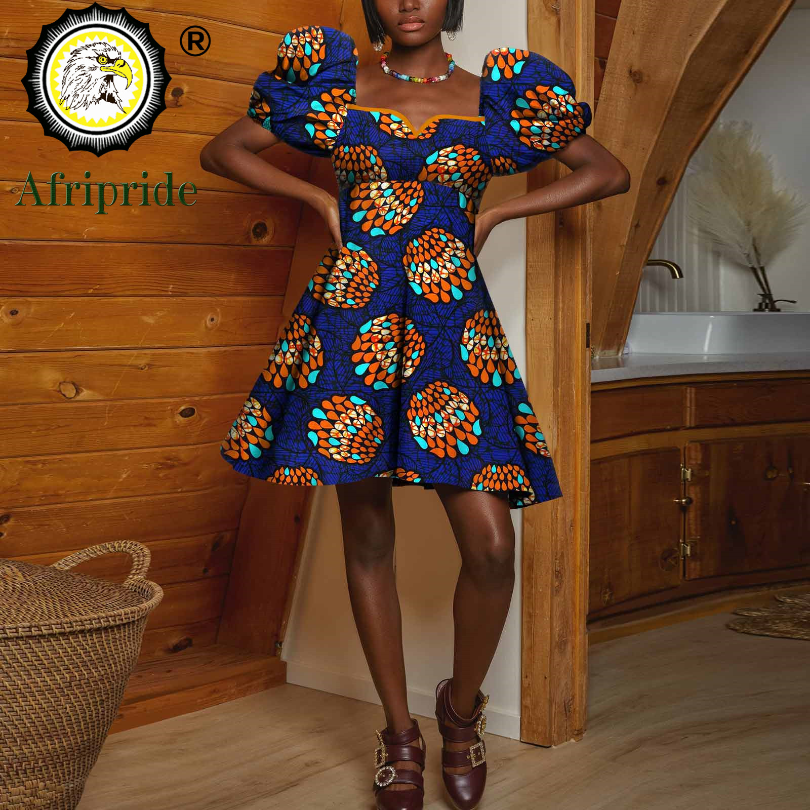 cintura alta, traje elegante dashiki, roupas estampadas, roupas A2225007, 2024