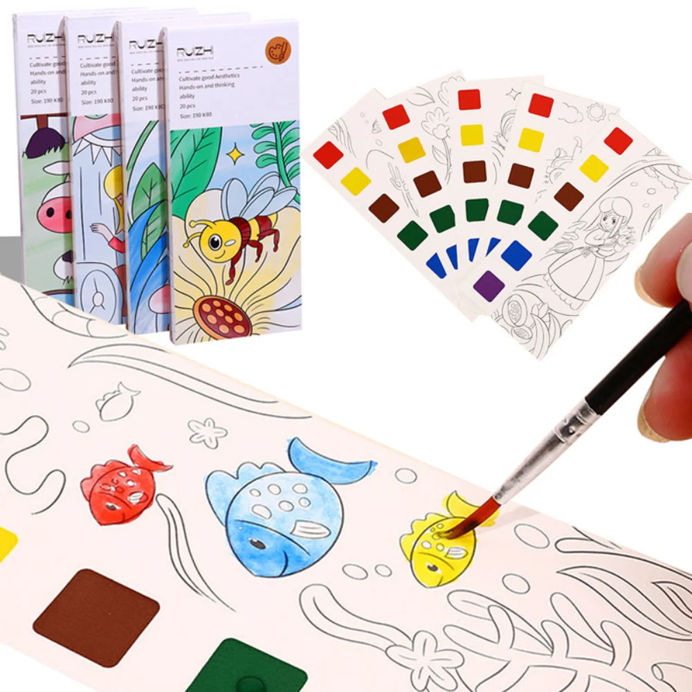 Libro di pittura ad acquerello per bambini portatile 20 fogli Gouache Graffiti Picture 1 penna da colorare libri da disegno ad acqua Set giocattoli per bambini