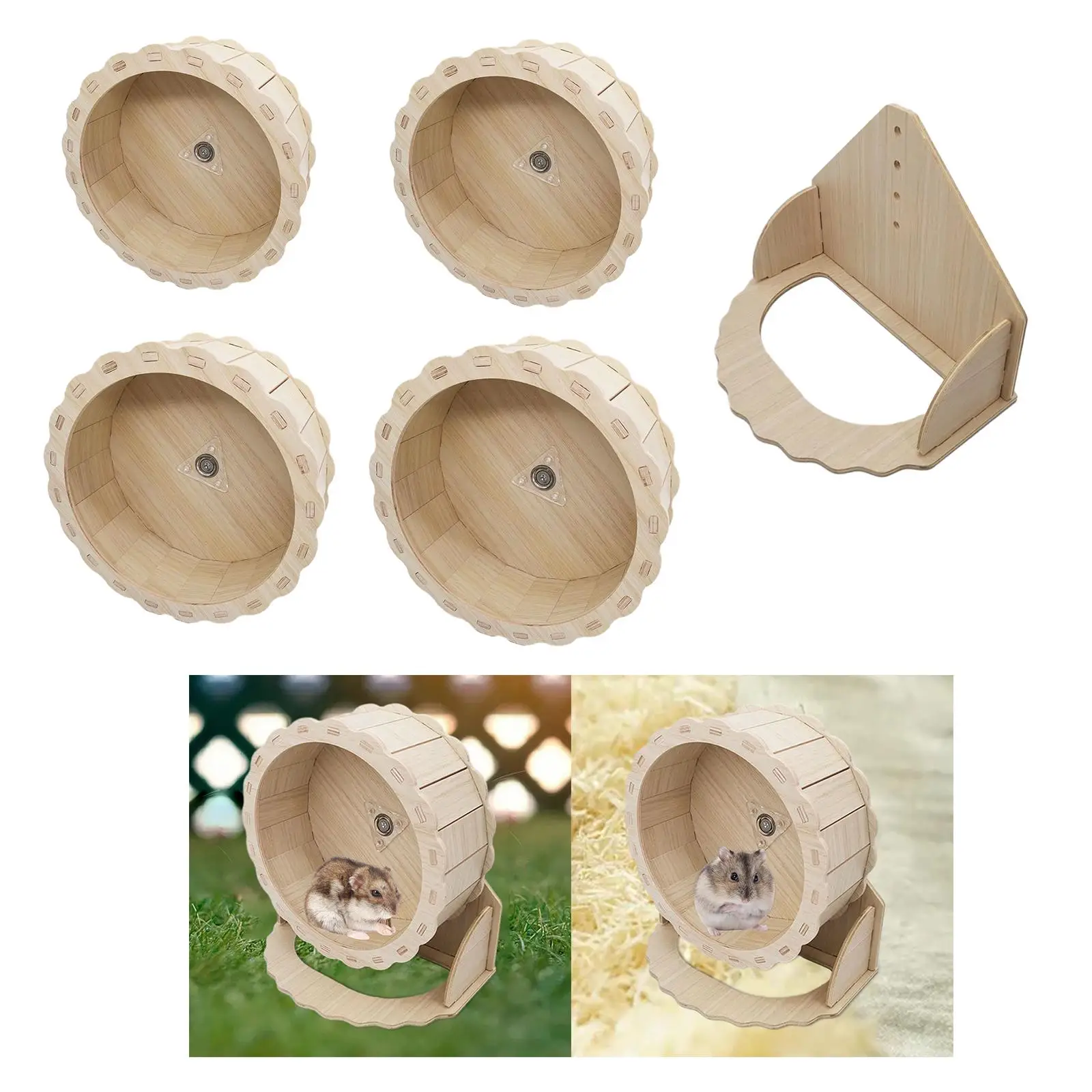 Hamster Wooden Running Wheel Fitness Toys Exercise Wheel Hamster Treadmill Quiet Pet Supplies for Mice Chinchilla Hedgehog