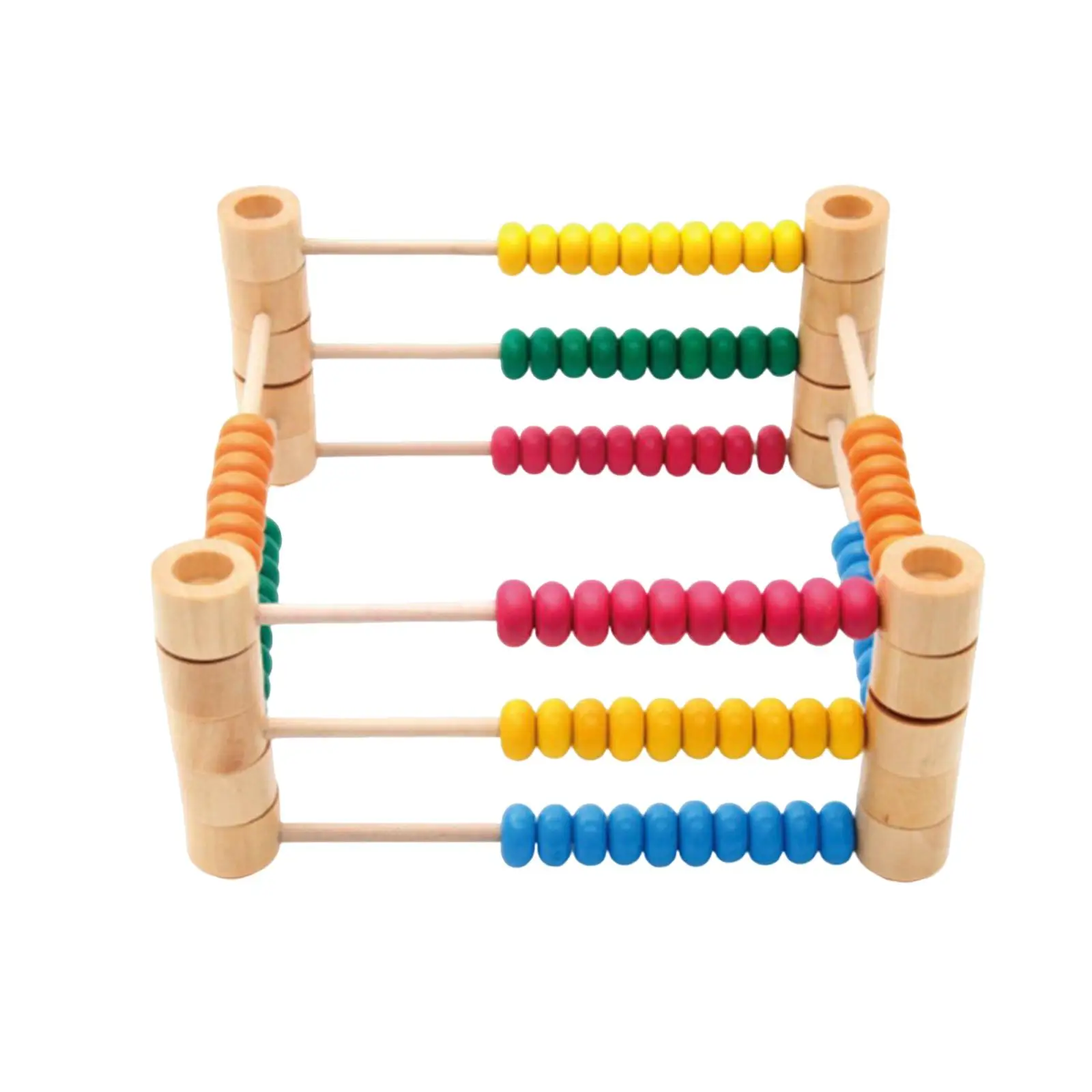 Montessori Wooden Abacus Frame Manipulative with Multicolor Beads Stacking