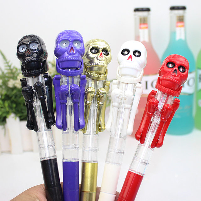 1pcs Halloween Gift for Children Lovely Skeleton Boxing Pen Creative Ball  Point Pen with Light Decompression Toy Pen - AliExpress