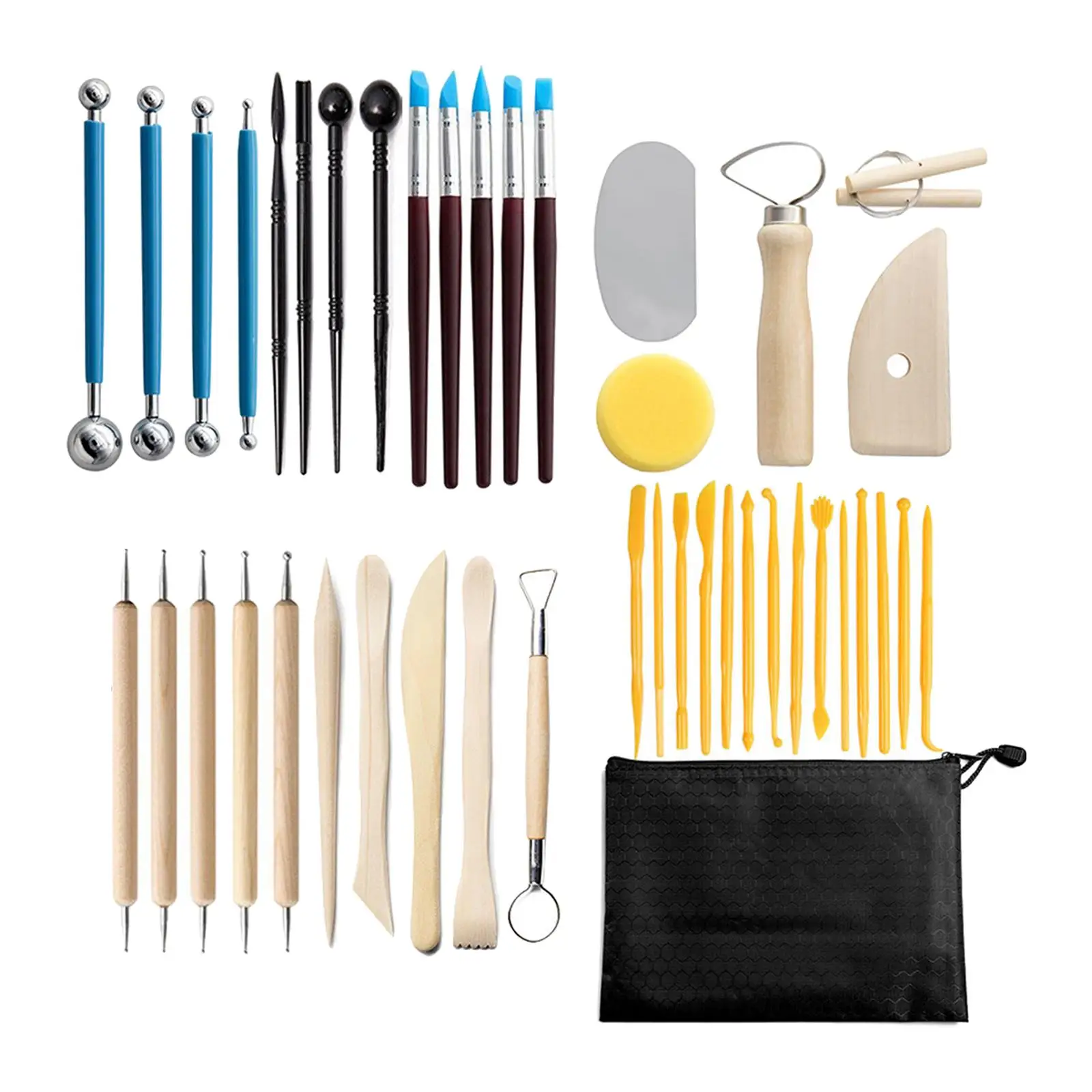 42pcs Clay Sculpting Set Carving Kit Wooden for Modelling Dotting Cutting Beginners Clay