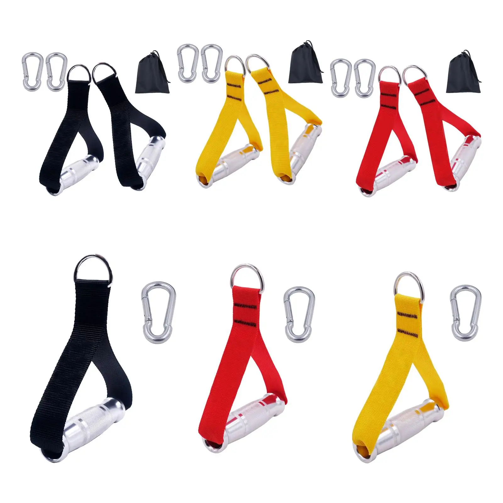 Strong Resistance Bands Nylon Handle Webbing for Fitness Equipment Metal Grips