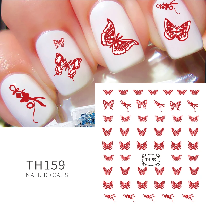 Red Butterfly Nail Ideas Sliders 159